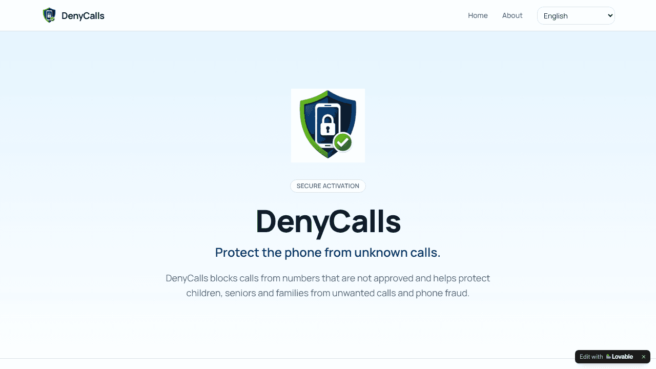 DenyCalls website screenshot