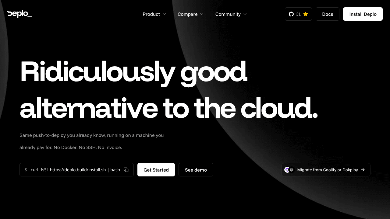 Deplo website screenshot