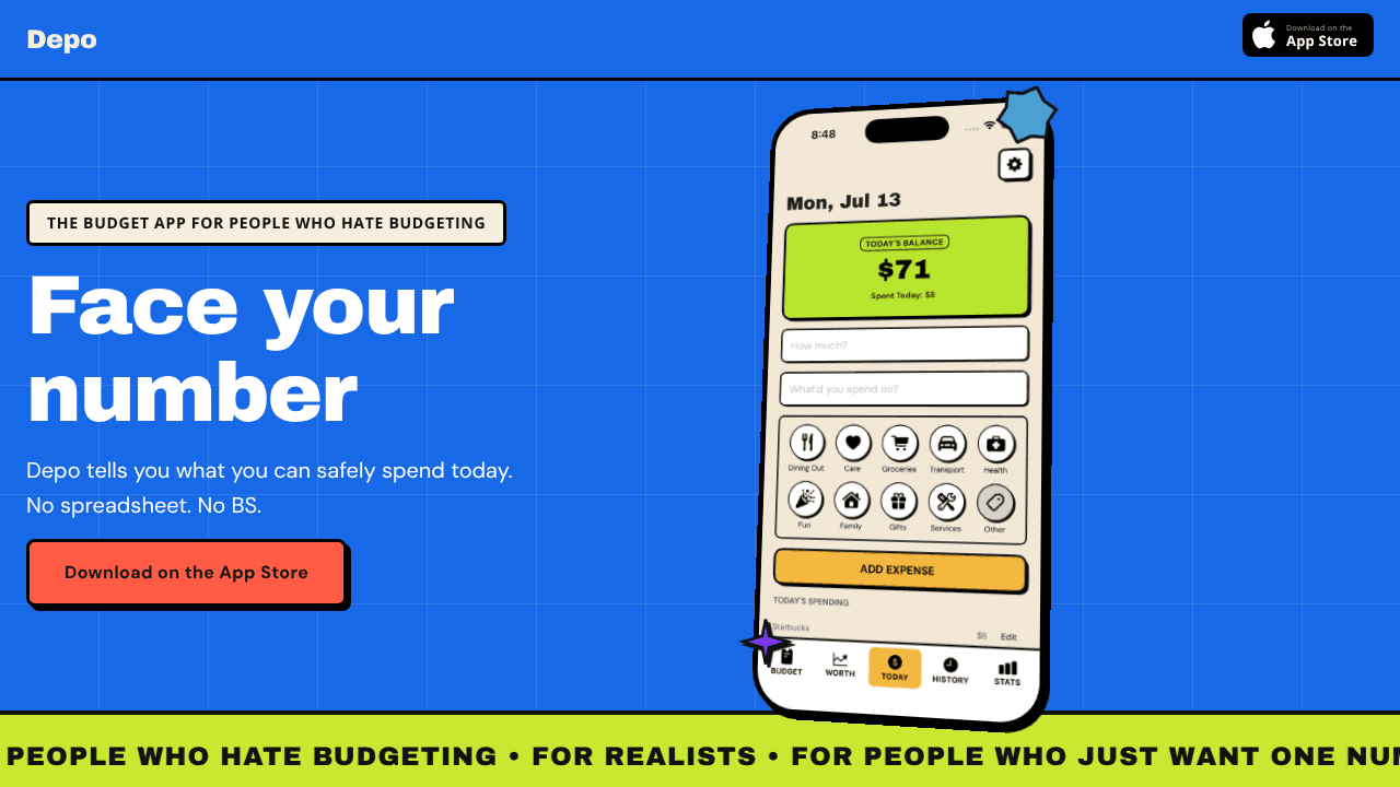 Depo website screenshot