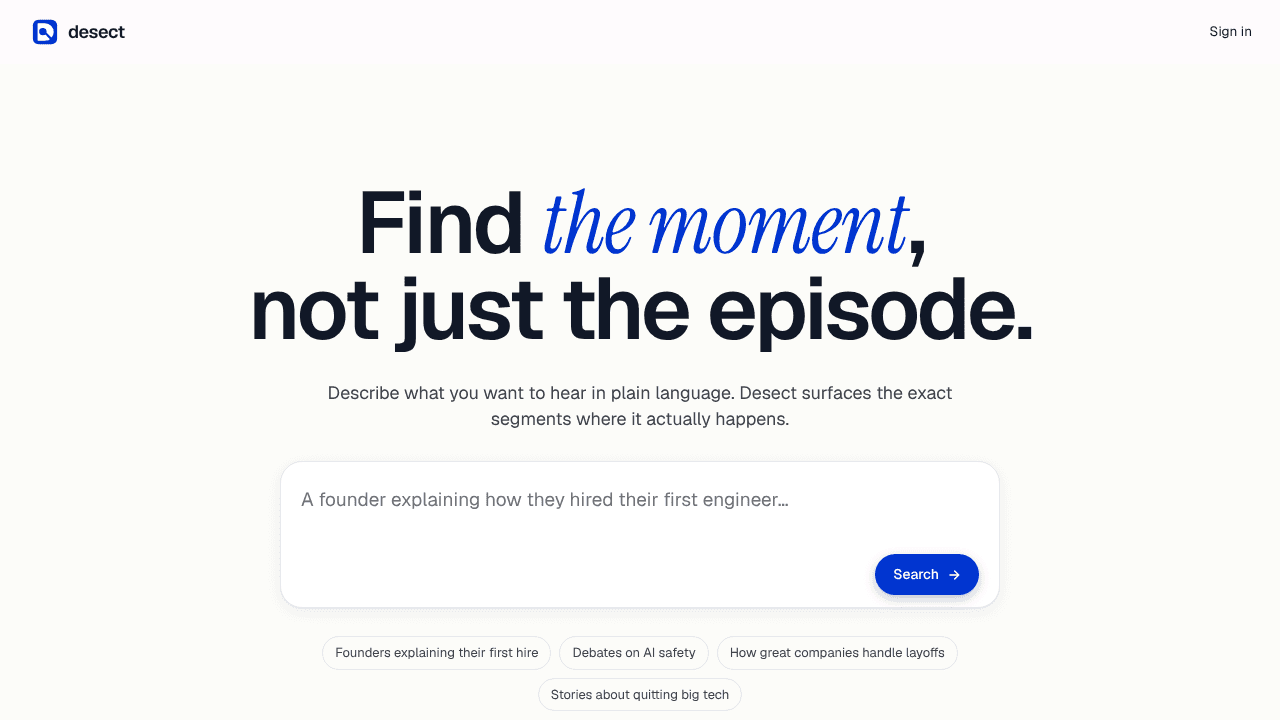 Desect website screenshot