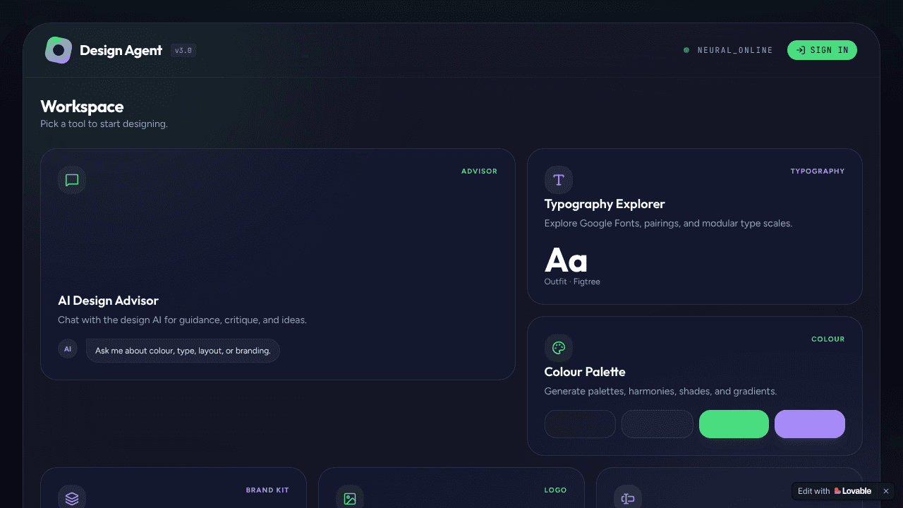 Design Agent By kynex  website screenshot
