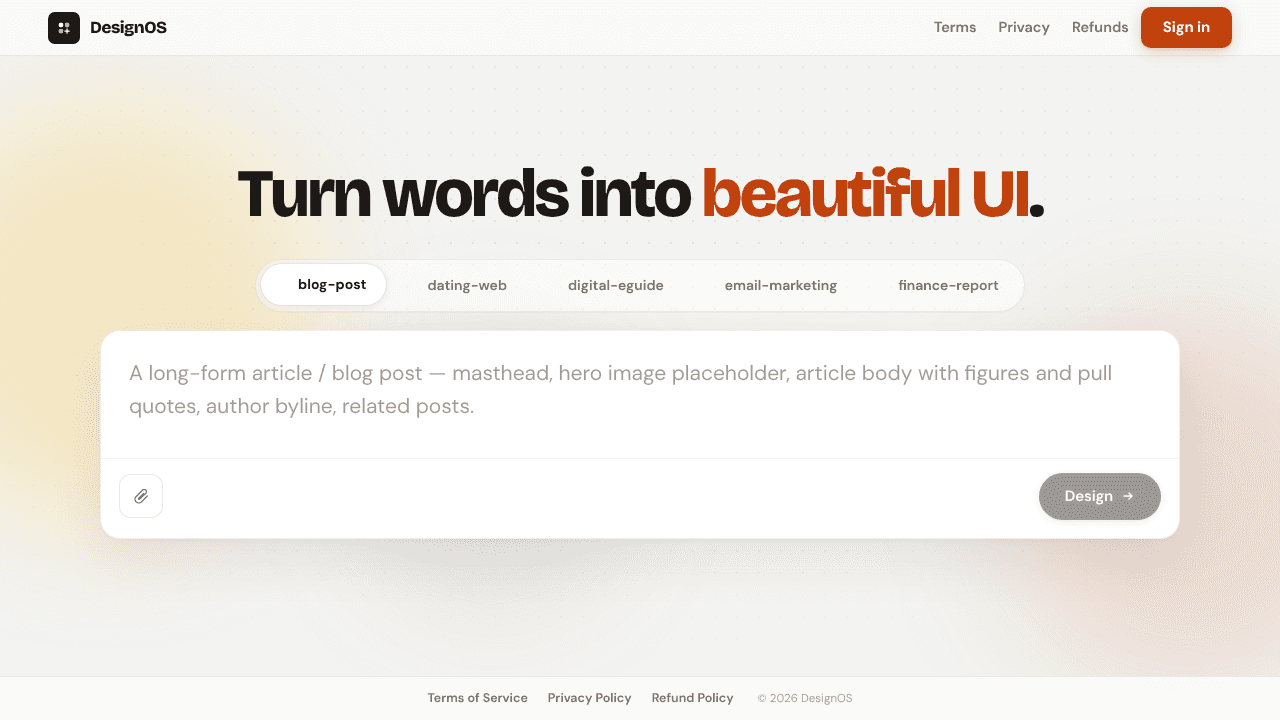 DesignOS  website screenshot