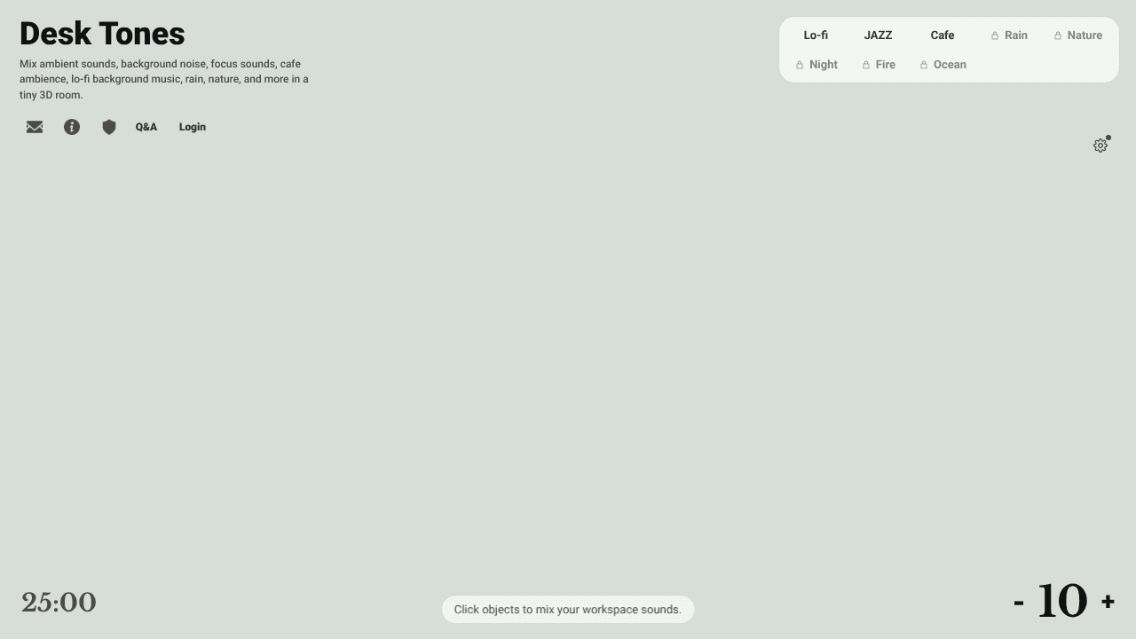 Desk Tones website screenshot