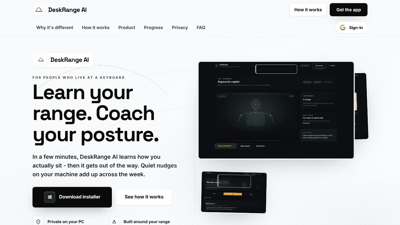 DeskRange AI website screenshot