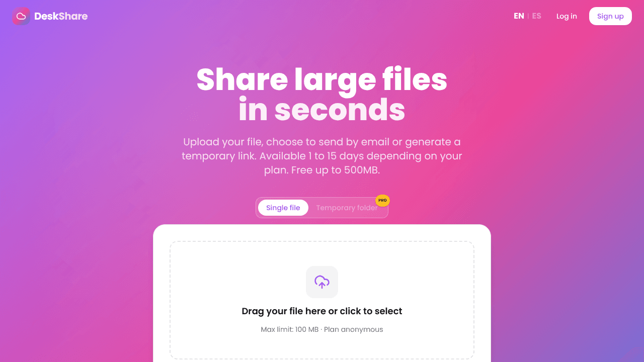 DeskShare website screenshot
