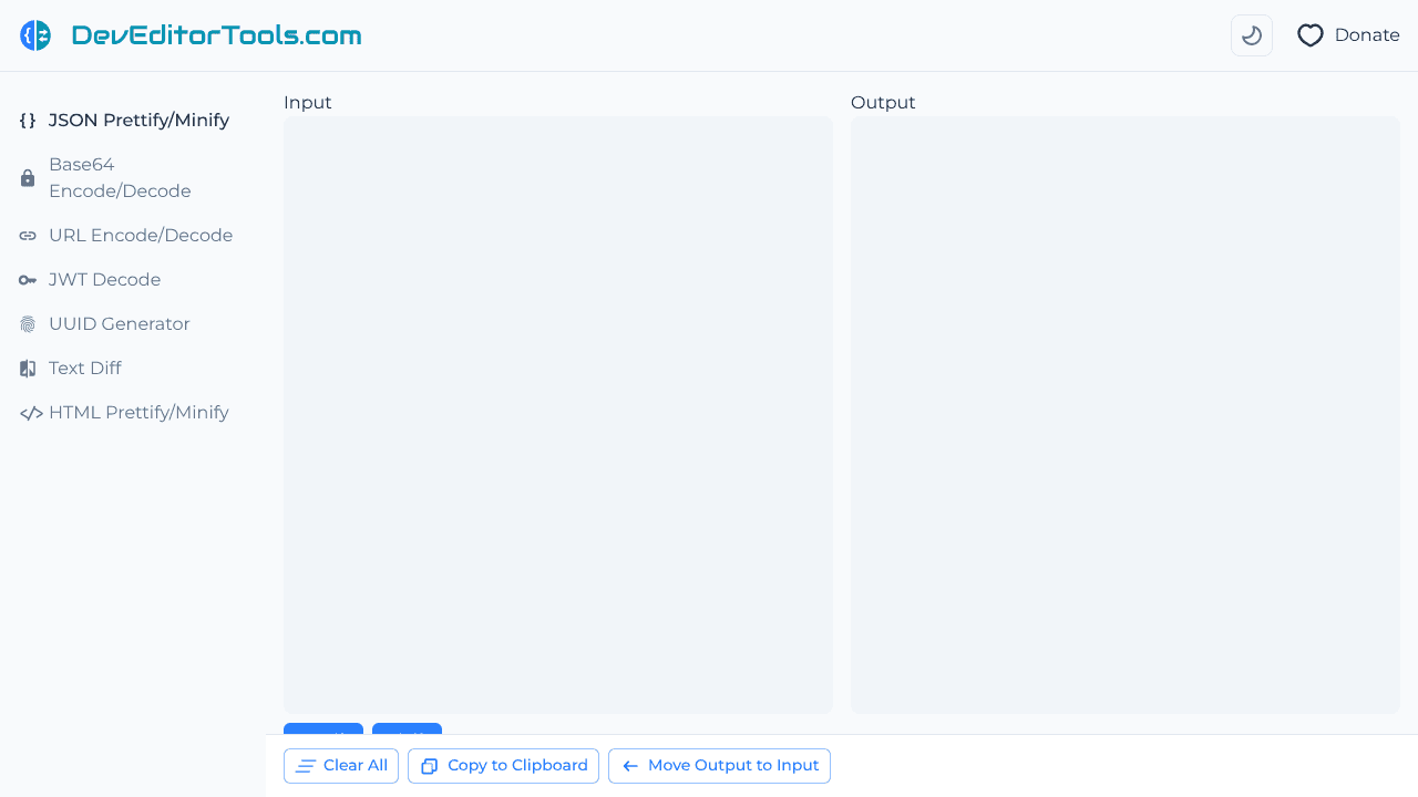 Dev Editor Tools website screenshot