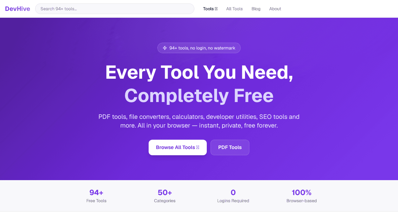 DevHive website screenshot