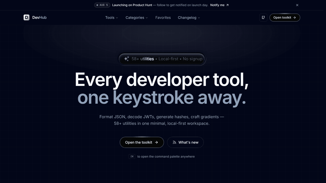 DevHub Toolkit website screenshot