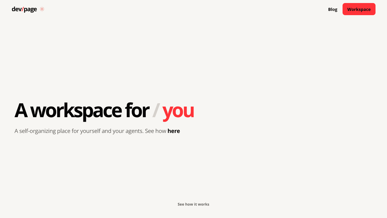 dev/page website screenshot