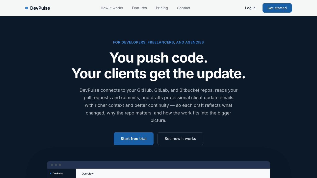 DevPulse website screenshot