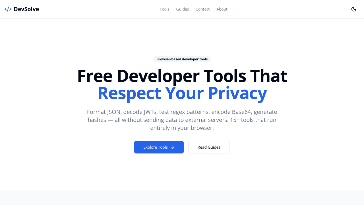 DevSolve website screenshot