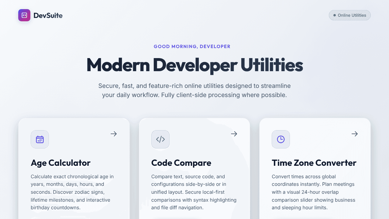 DevSuite Portal website screenshot