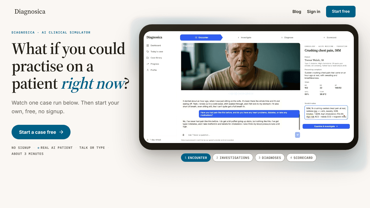 Diagnosica website screenshot