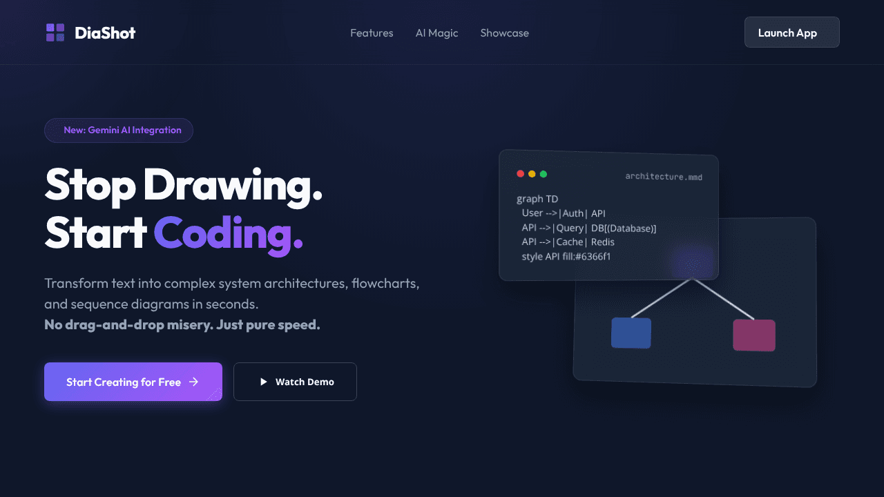 DiaShot website screenshot