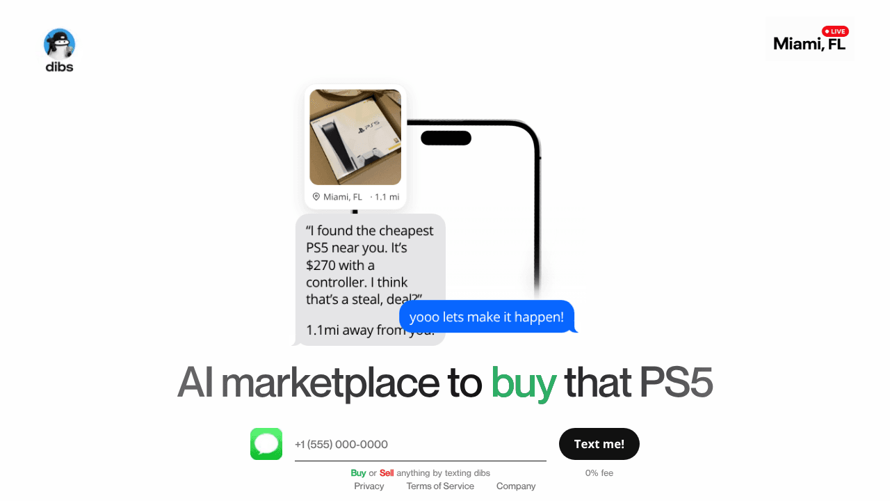 Dibs AI website screenshot