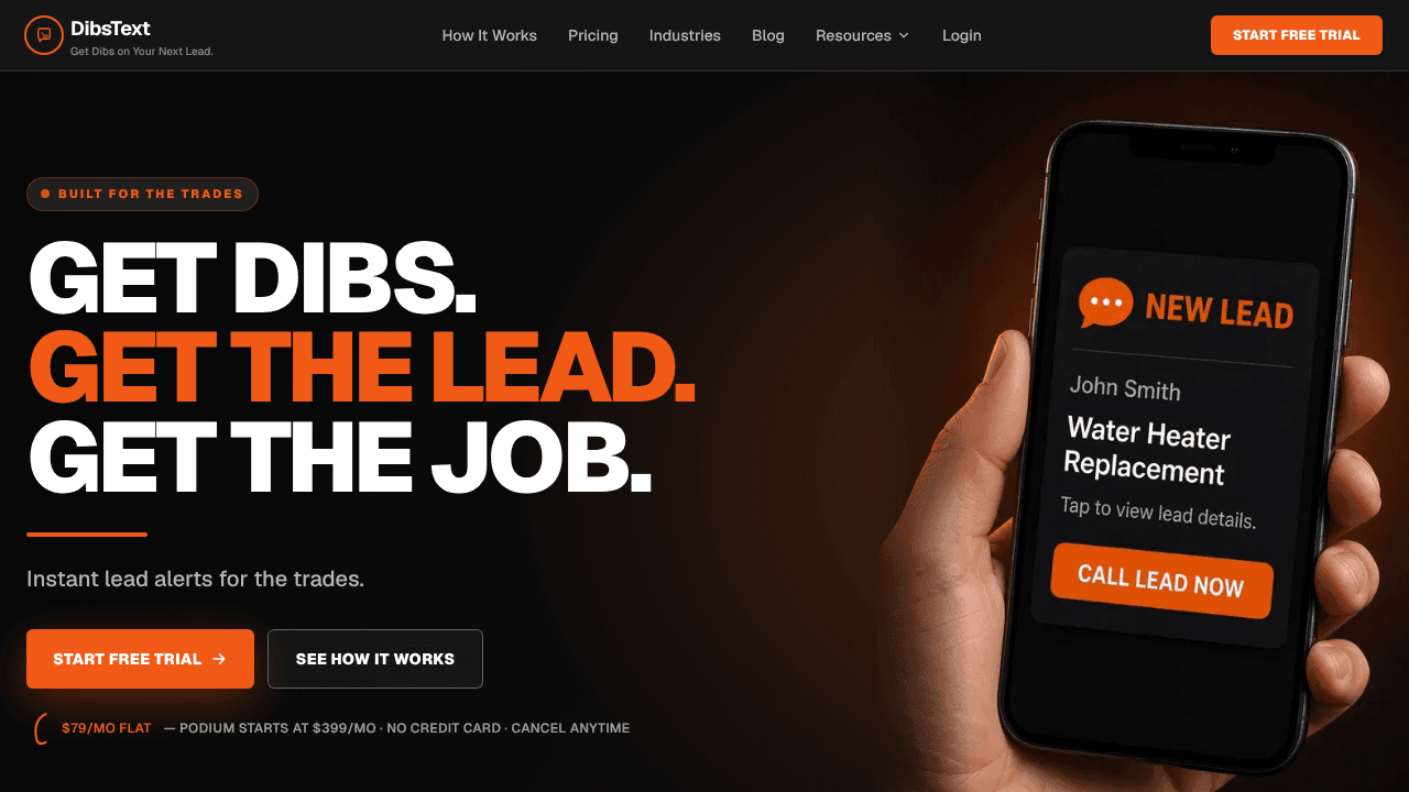 DibsText website screenshot