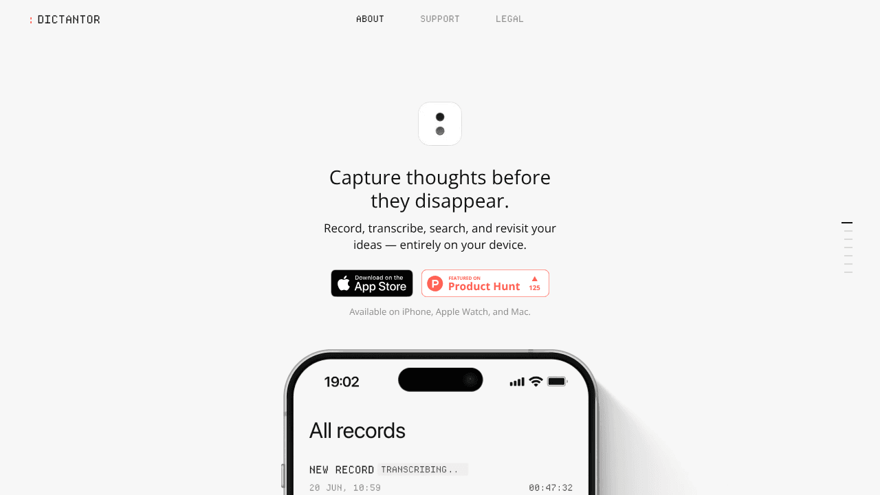 Dictantor website screenshot