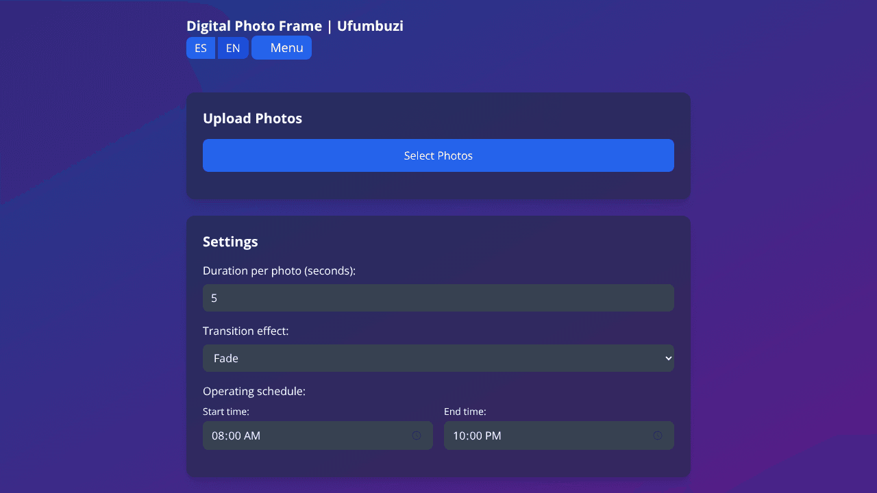Digital Photo Frame | Ufumbuzi website screenshot