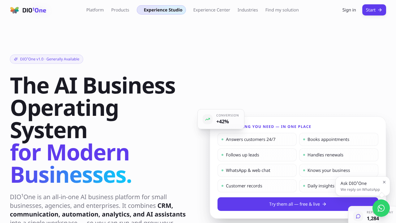 DIO¹One website screenshot