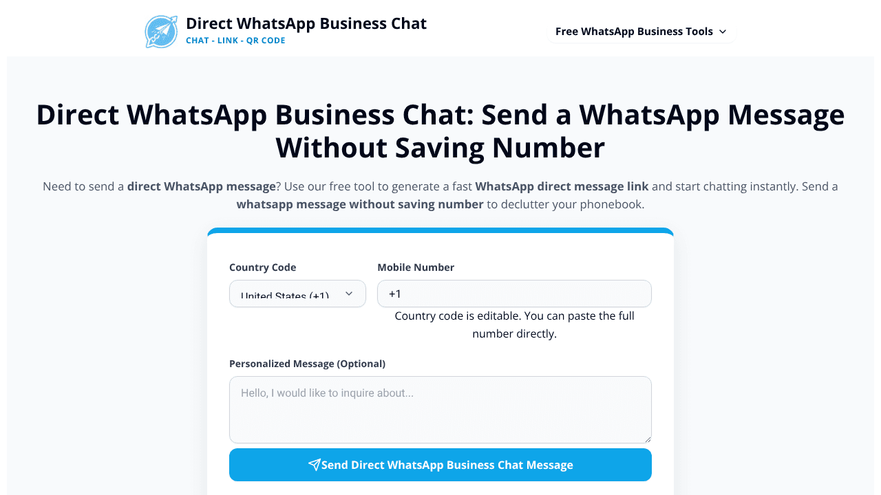 Direct Business Chat website screenshot
