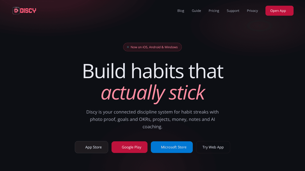 Discy - AI Life Tracker website screenshot