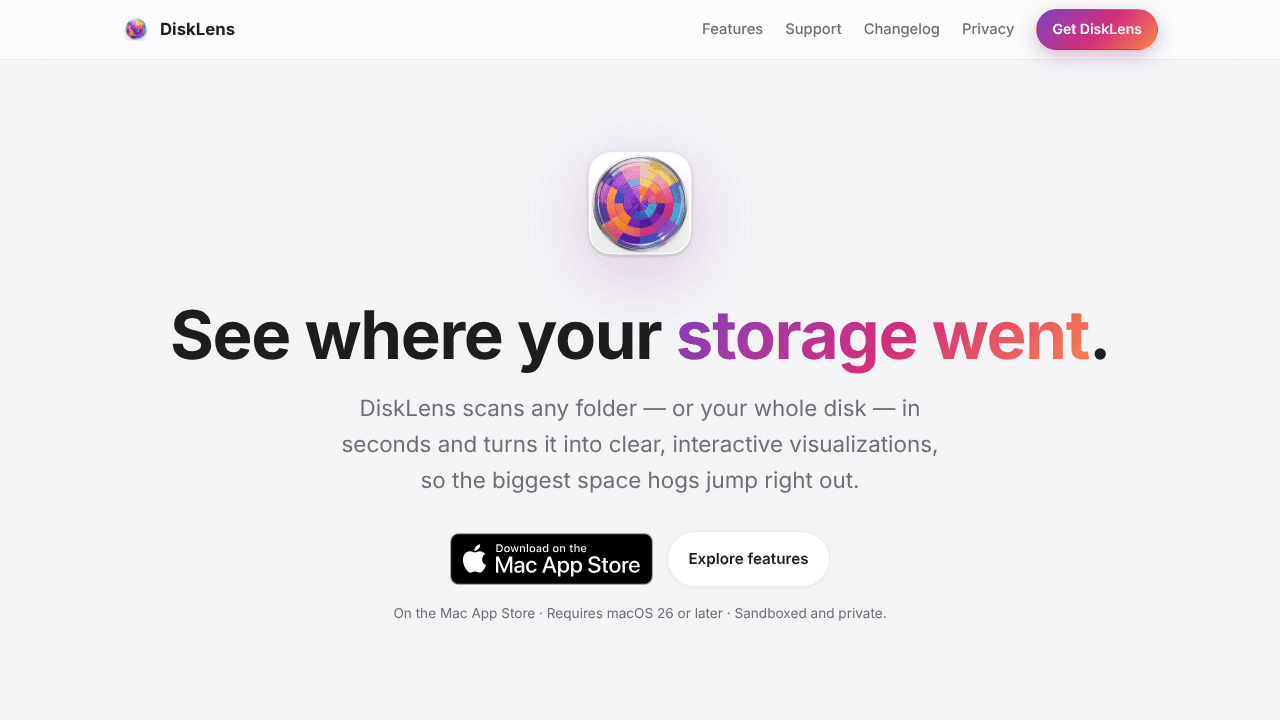 DiskLens website screenshot