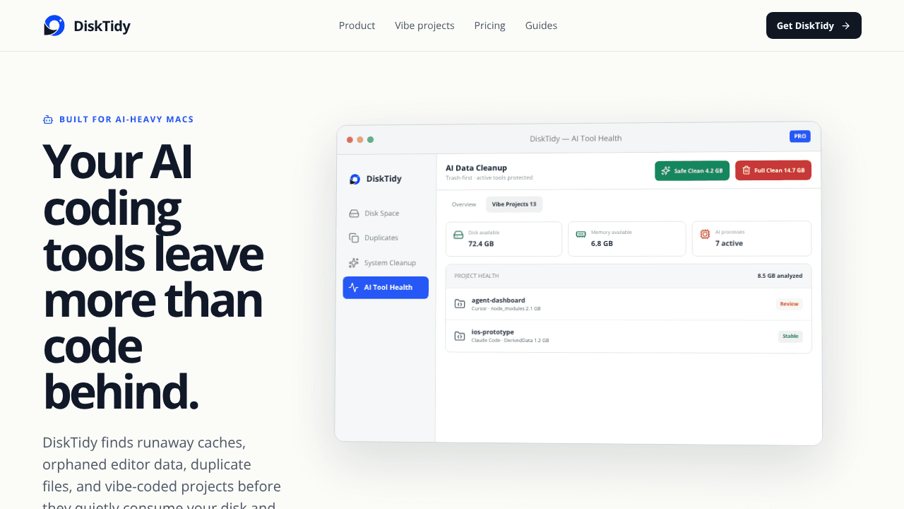 DiskTidy website screenshot