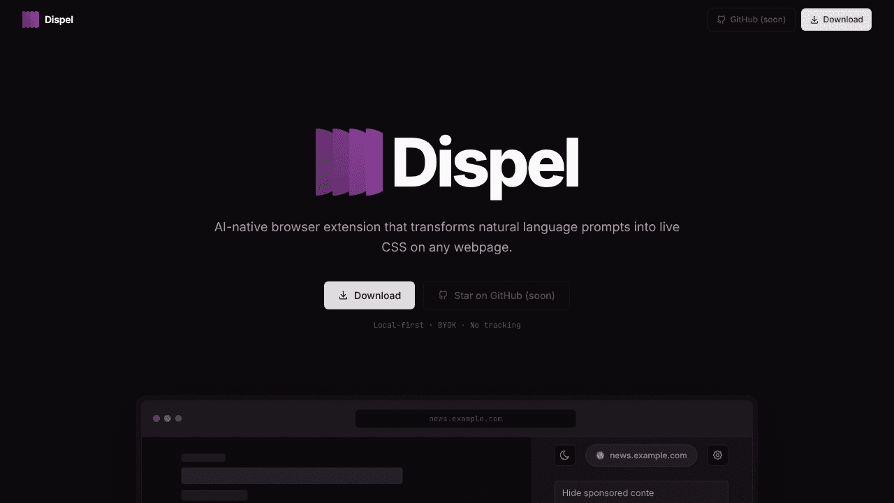 Dispel AI Web Stylist website screenshot