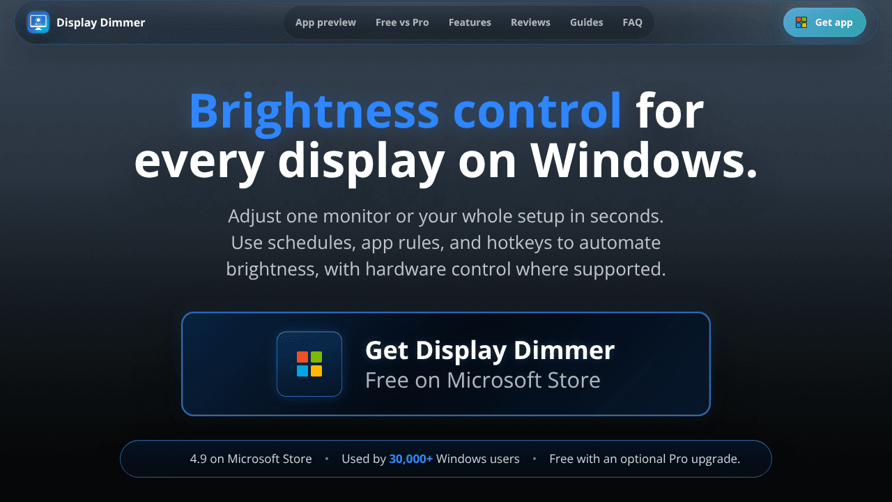 Display Dimmer website screenshot