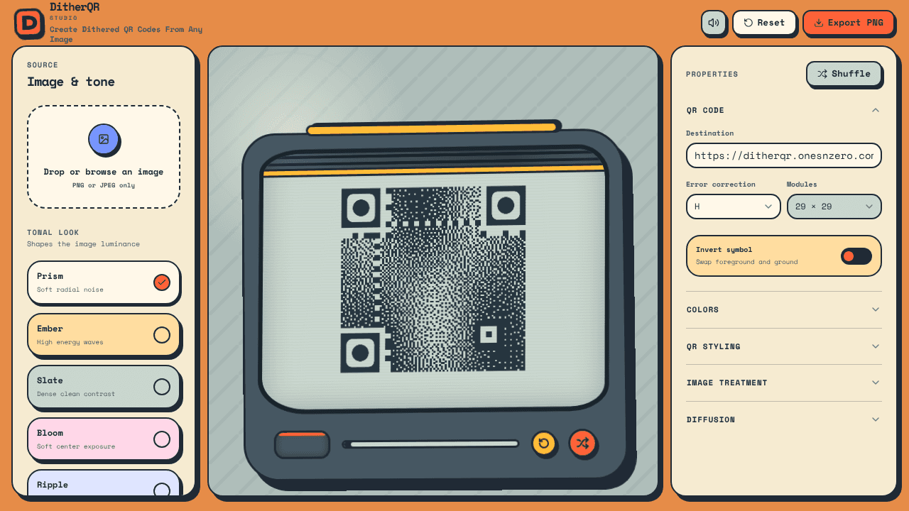 DitherQR website screenshot