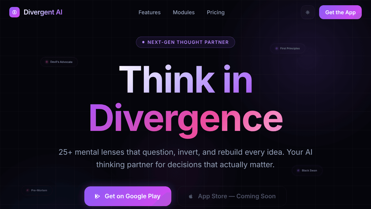 Divergent AI website screenshot