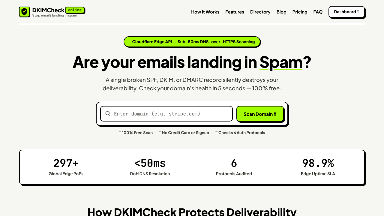 DKIMCheck website screenshot
