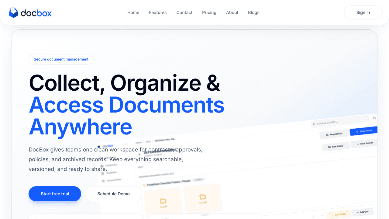 DocBox website screenshot