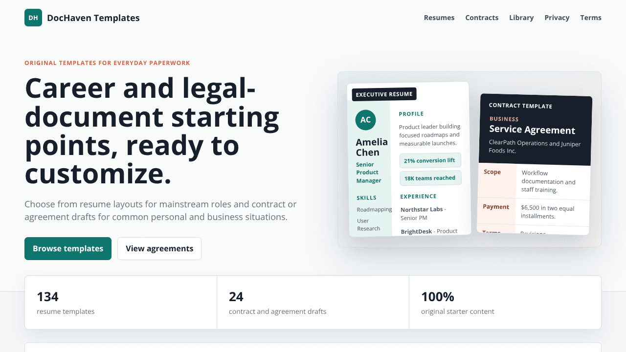 DocHaven website screenshot