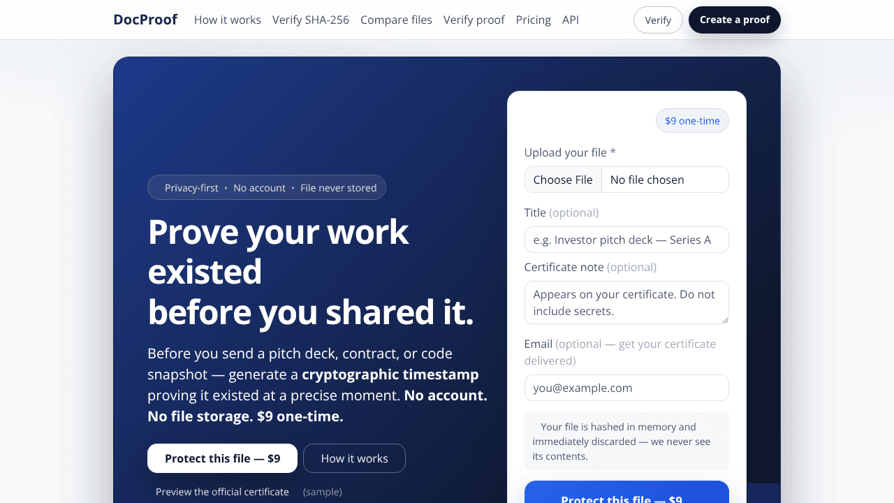 DocProof website screenshot