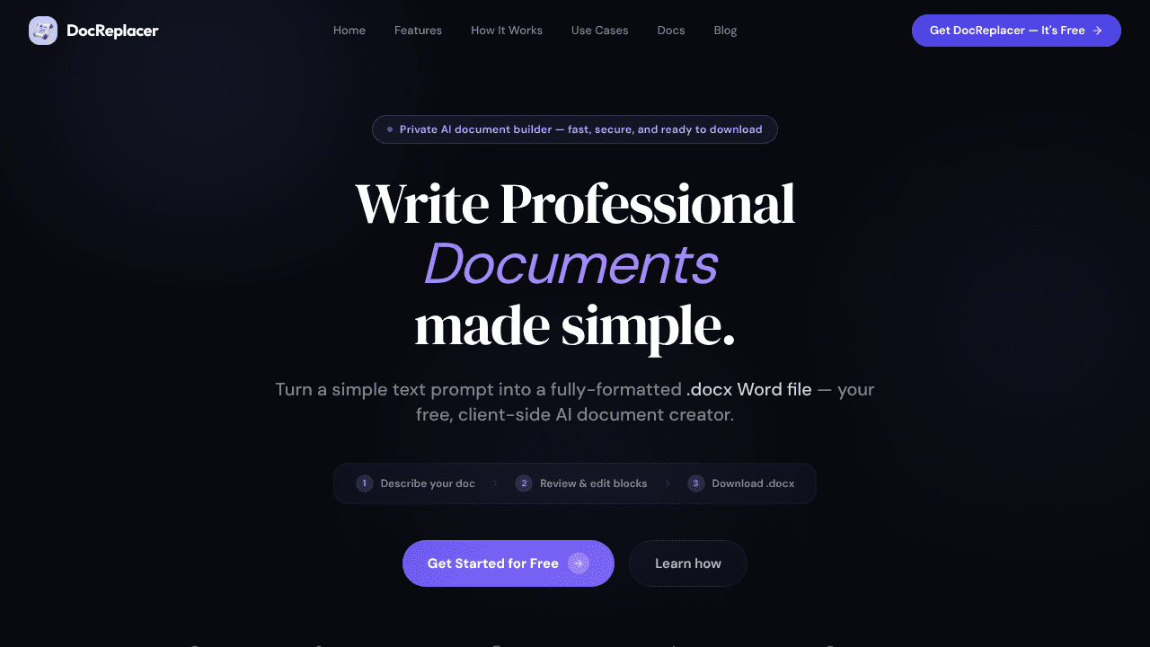 DocReplacer website screenshot
