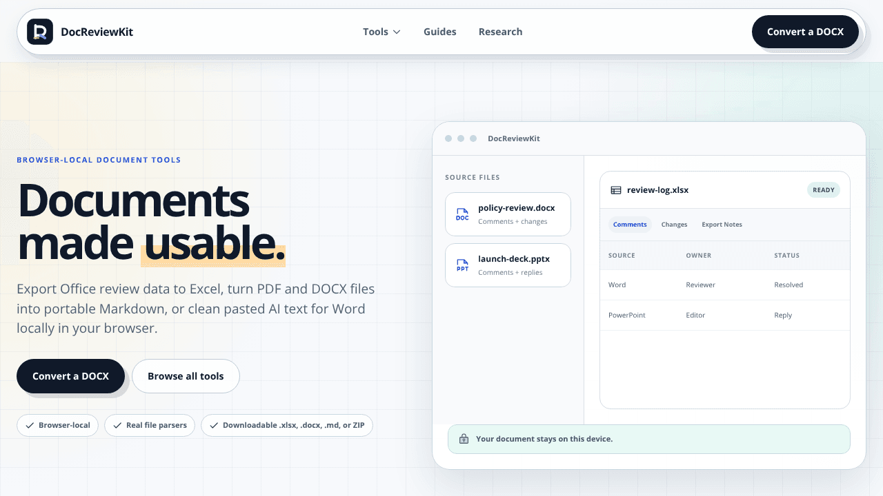 DocReviewKit website screenshot