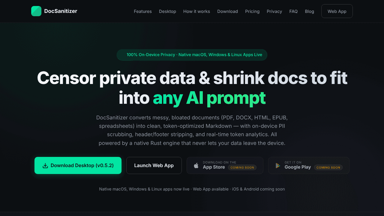 DocSanitizer website screenshot