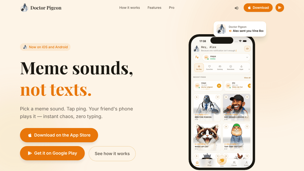 Doctor Pigeon website screenshot