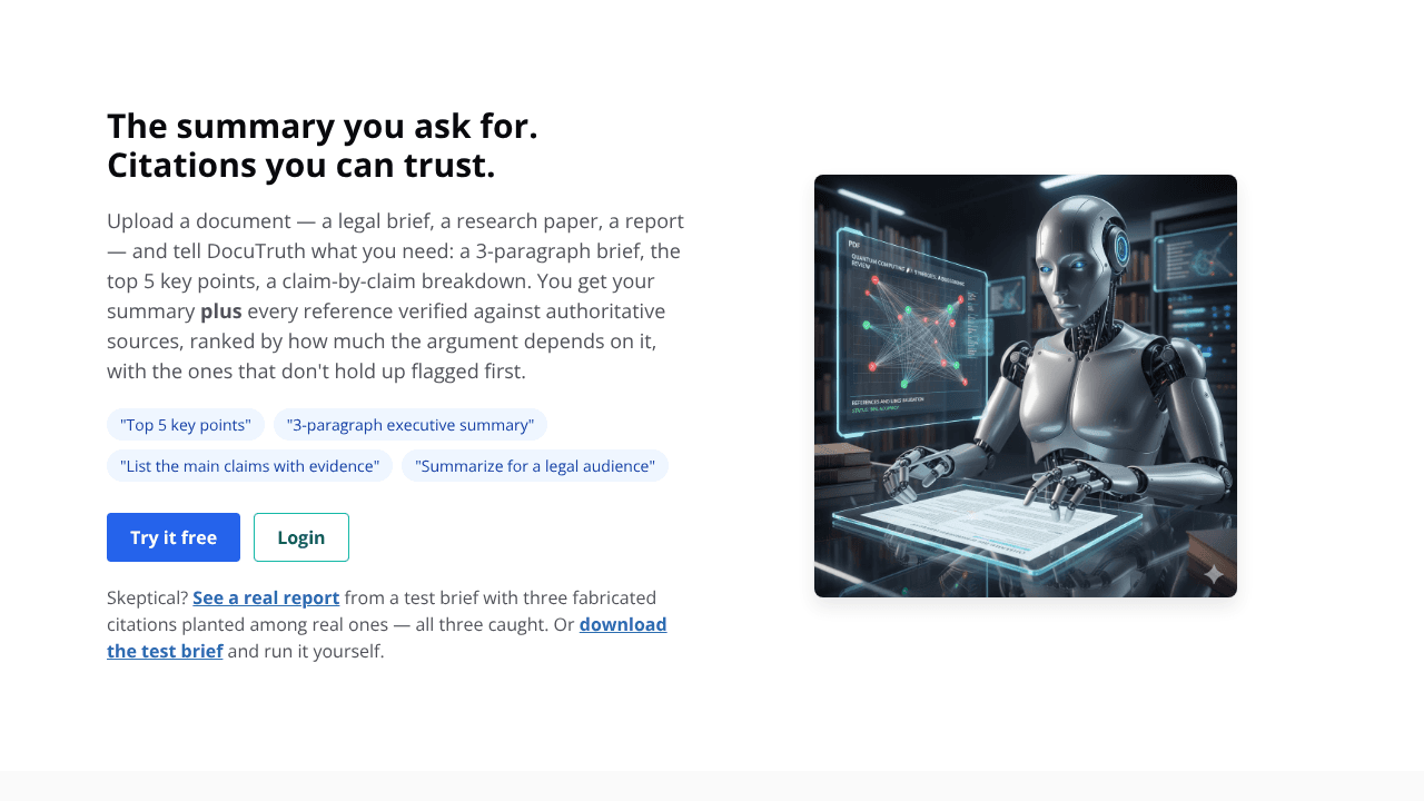 DocuTruth website screenshot