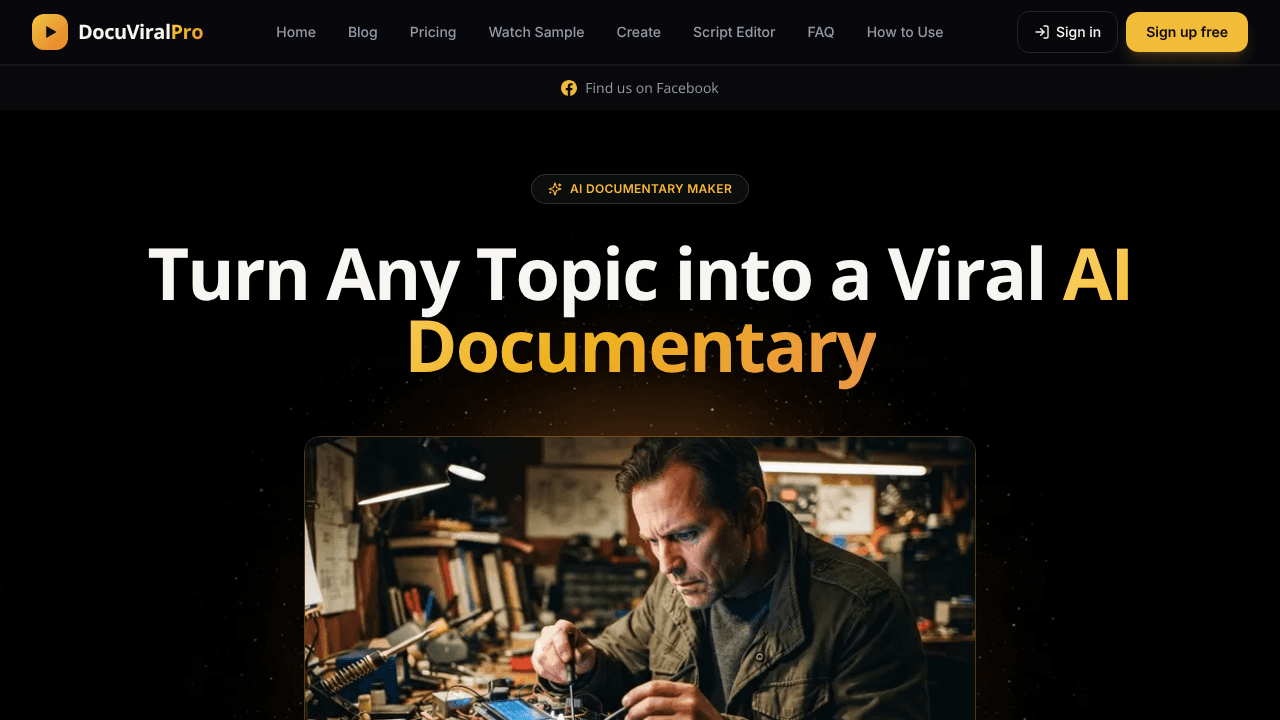 docuviralpro launch website screenshot