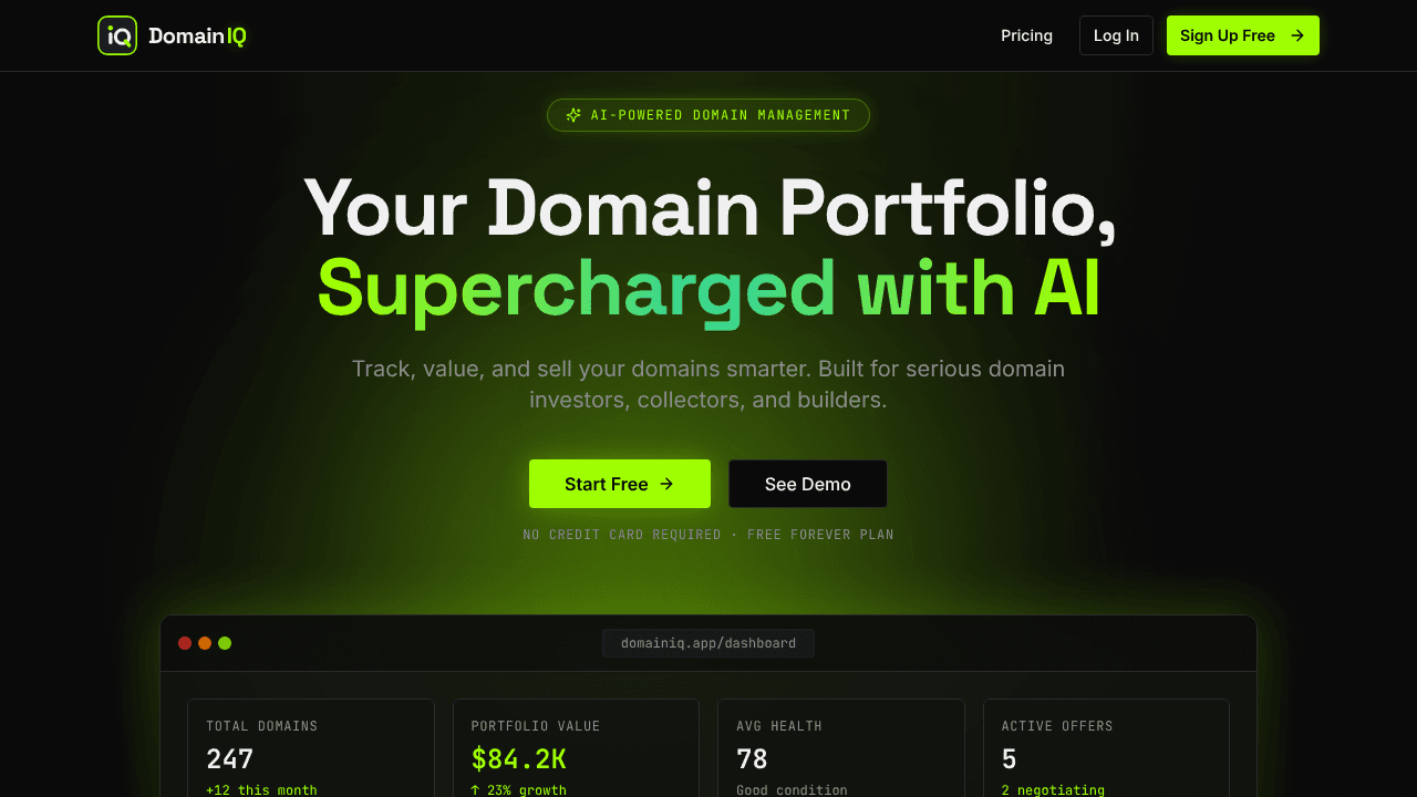 DomainIQ website screenshot