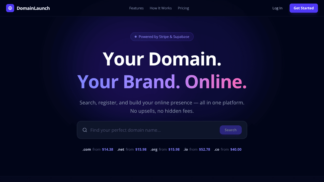 DomainLaunch-Register Domains Build web website screenshot