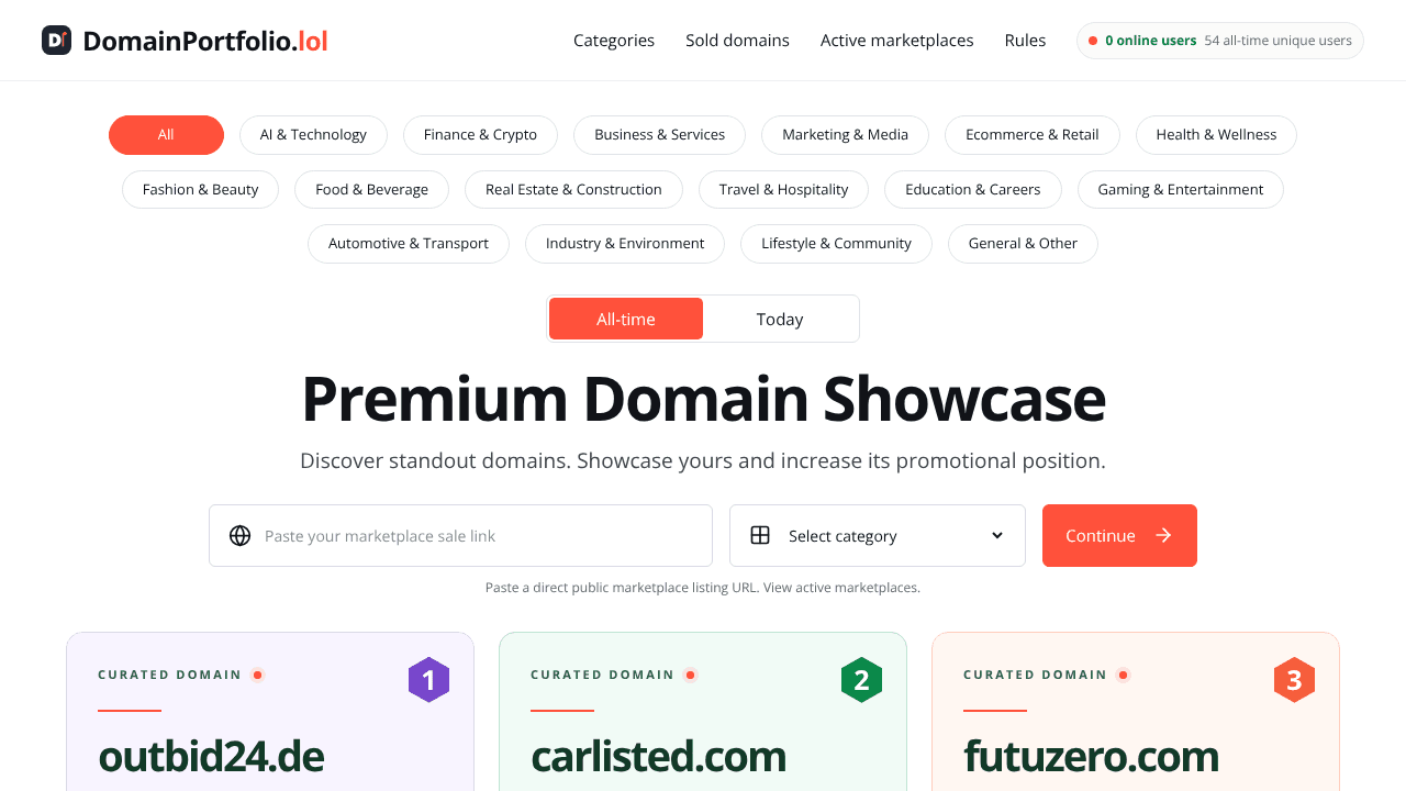 DomainPortfolio.lol website screenshot