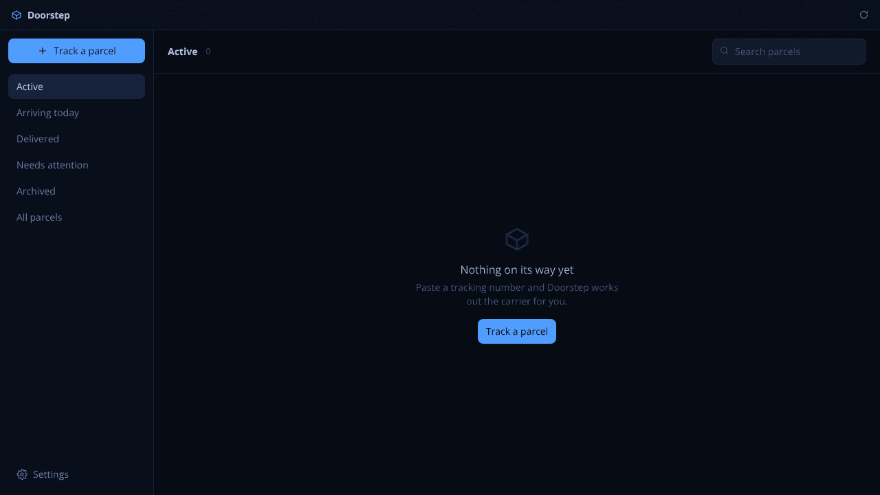 Doorstep — Package Tracker website screenshot