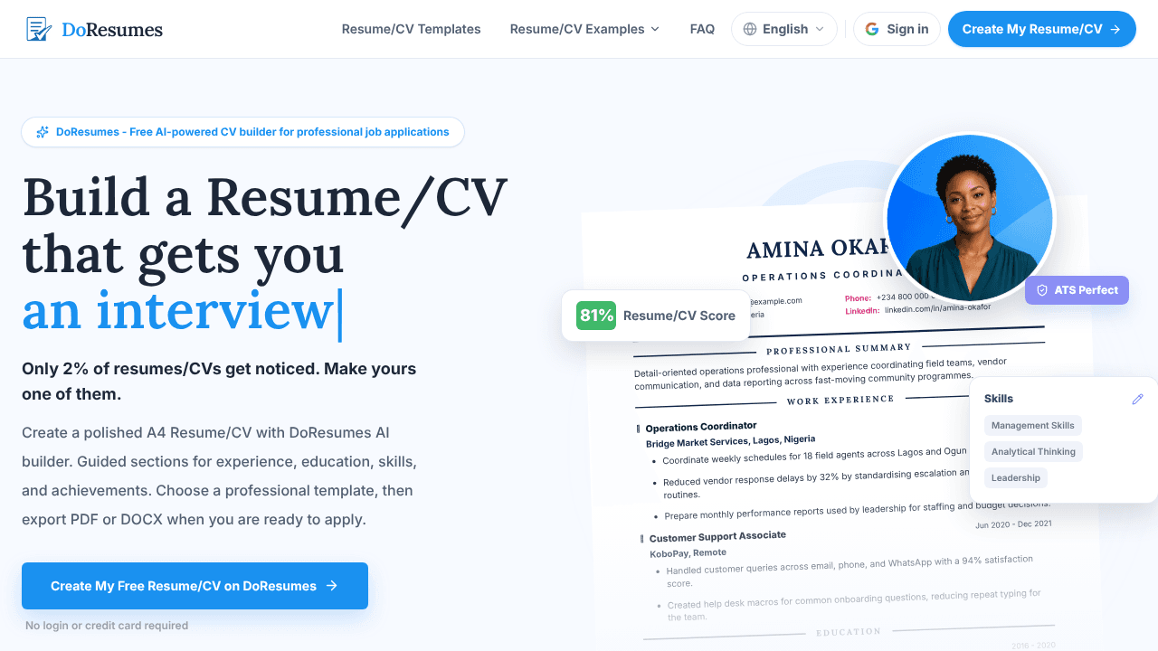 DoResumes Careers website screenshot
