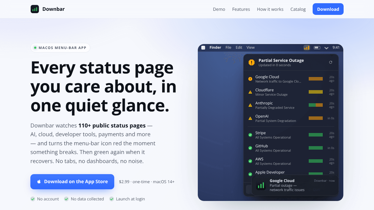Downbar website screenshot