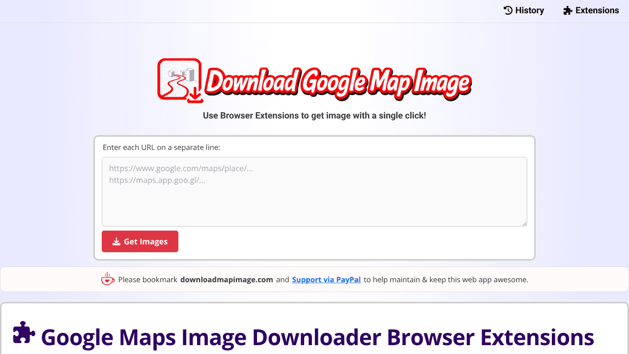 DownloadMapImage for Google Maps website screenshot
