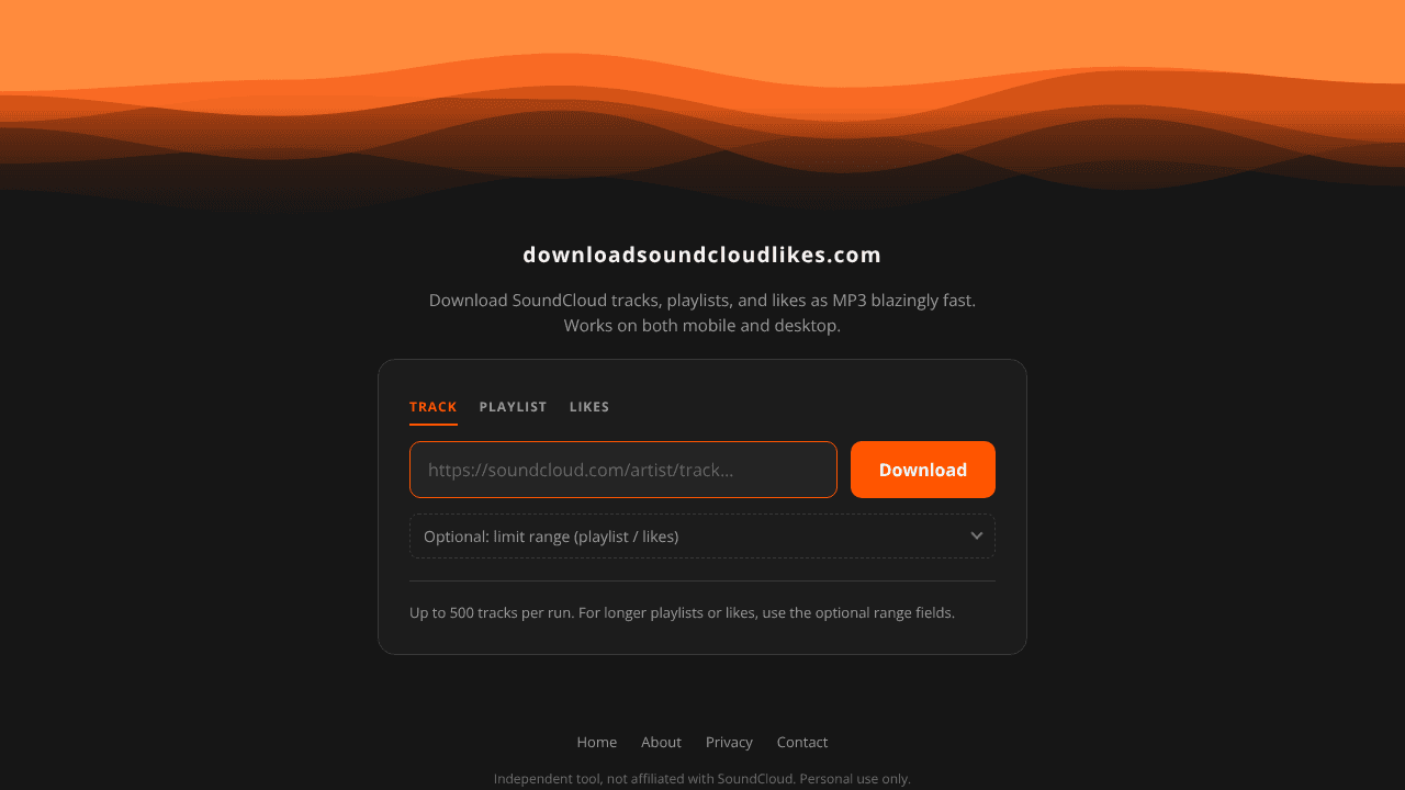 downloadsoundcloudlikes.com website screenshot