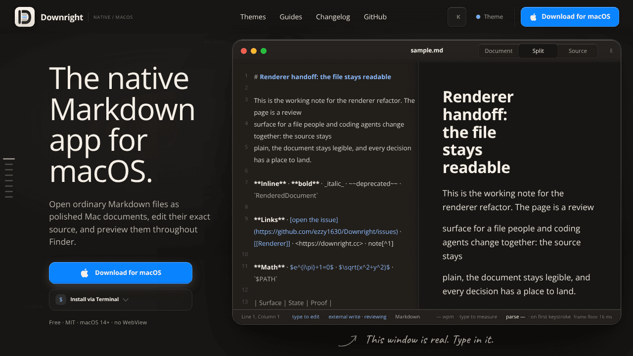 Downright website screenshot